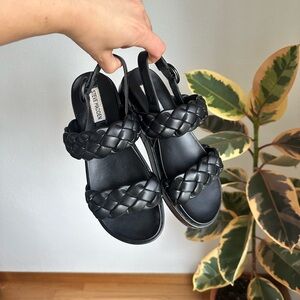 Steve Madden Black Braided Slingback Sandals